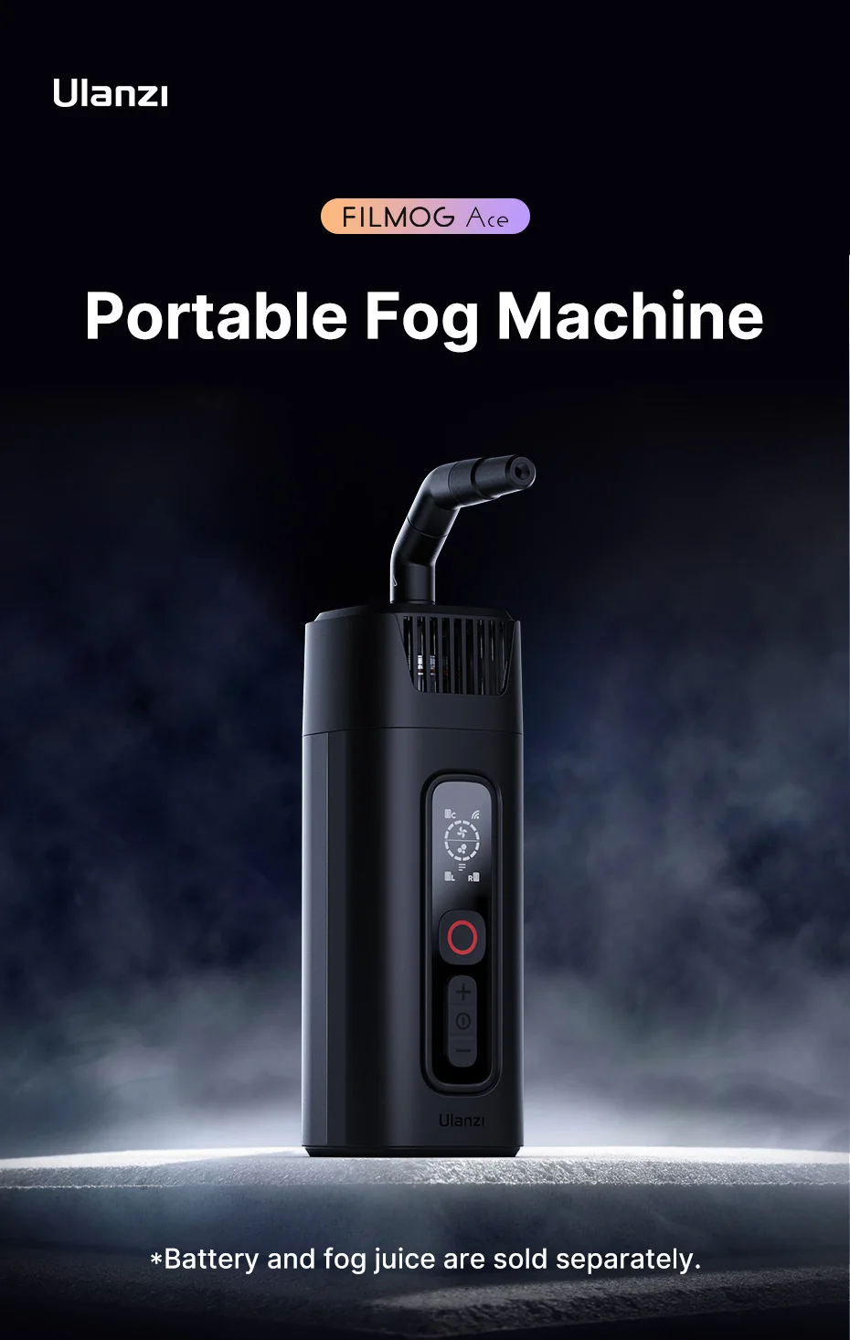 Description Picture 2 of itemUlanzi FILMOG Ace 40W Portable Fog Machine for Food Portrait Film Video Photography 10m Wireless Control Dry Ice Fog Machine