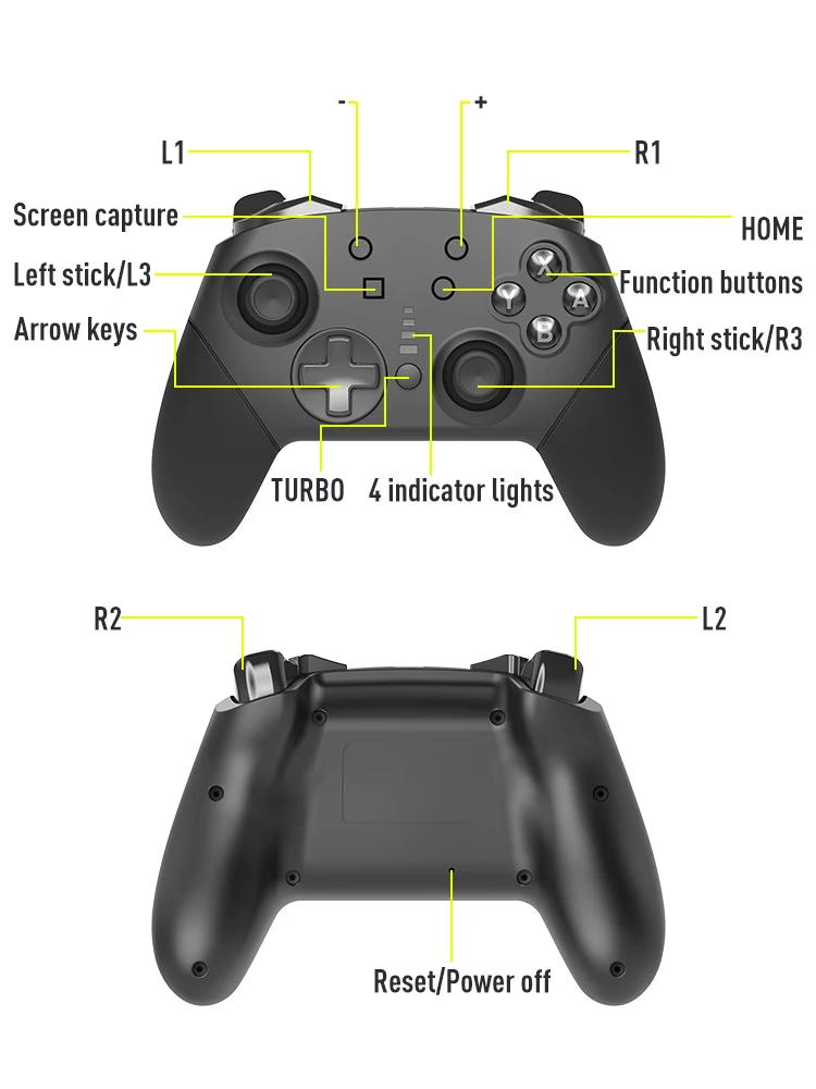 DATA FROG Kawaii Wireless Gamepad Compatible Nintendo Switch Console Turbo Game Controller with Headphone jack for Switch Lite