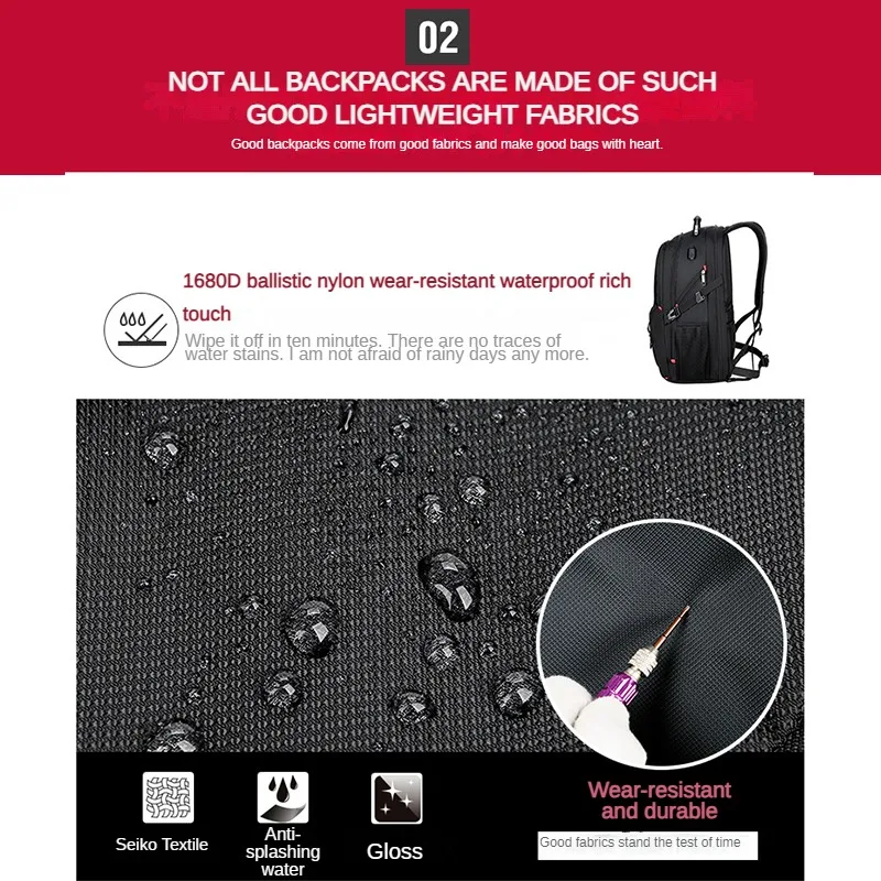 Customized large capacity 50L outdoor travel waterproof backpack for men's business office backpack with company logo 6