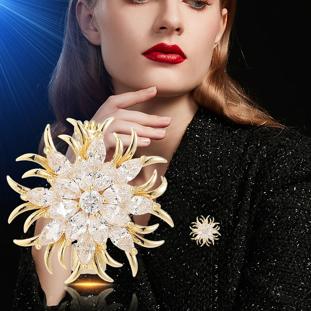 

Rhinestone Vintage Flower Brooches for Women Wedding Brooch Dress Party Coat Elegant Crystal Flower Pins Brooches Blossom Brooch