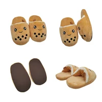 Cute Kawaii Boba Milk Tea Plush Slippers Pearl Milk Tea Autumn and Winter Home Slippers Warm Soft Sole Shoes Girls Gifts 1