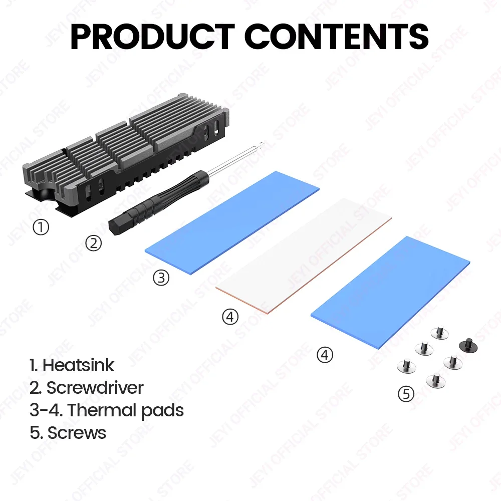 Aluminum Heatsink Radiator JEYI Cooler II 2280 SSD Heatsink M.2 NVME Magnesium Aluminum Alloy PC Radiator