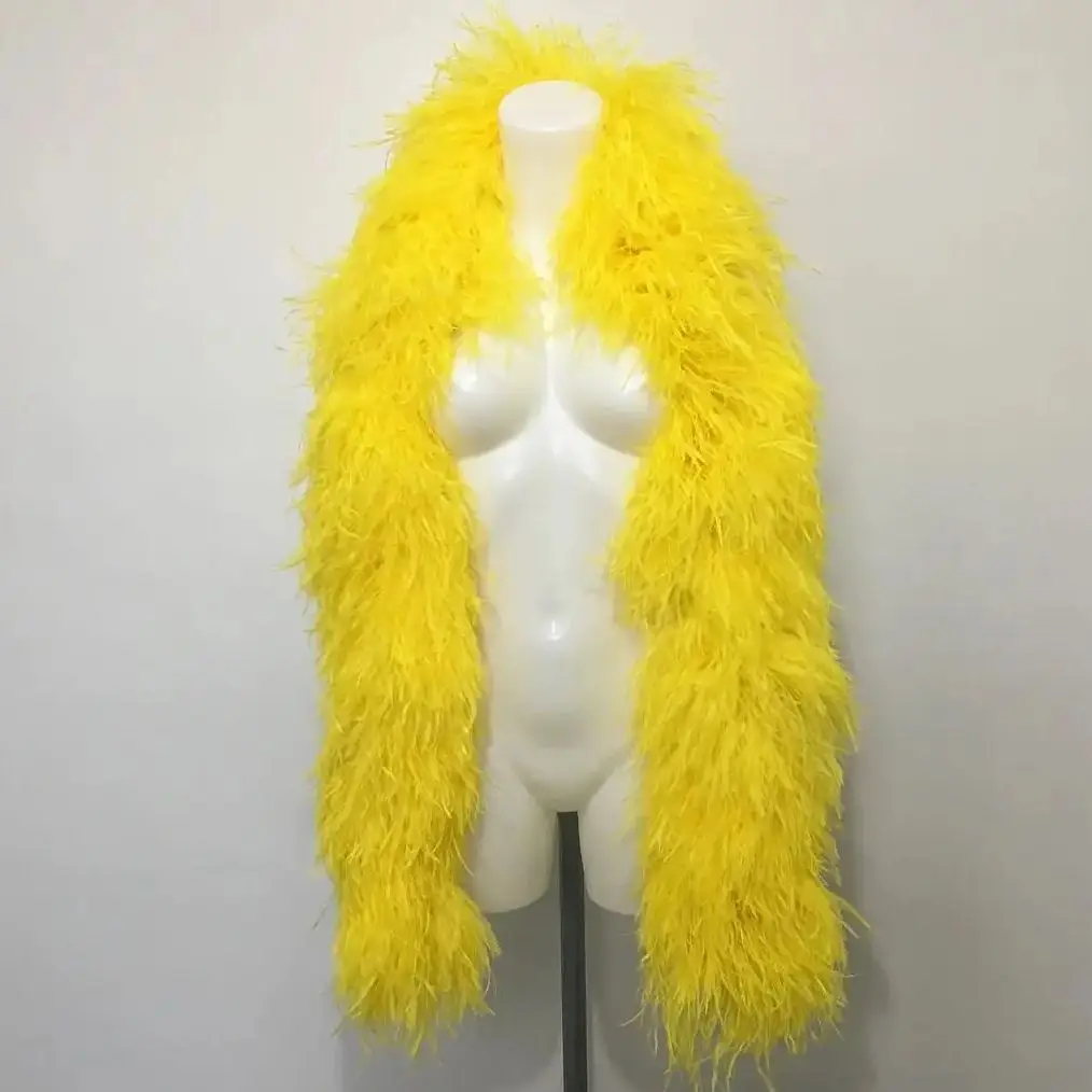 

2 метра желтое натуральное страусиное перо боа 2-20PLY толстые цветные шлейф шаль перо отделка Сделай Сам вечерняя одежда юбка костюм
