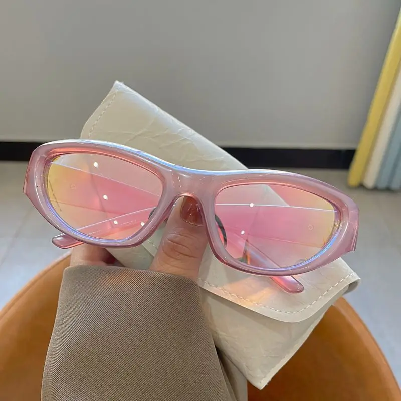 

New Y2K Sports Punk Sunglasses Women Brand Designer Oval Goggle Men Luxury Sun Glasses UV400 Colorful Mirror Fashion Eyewear