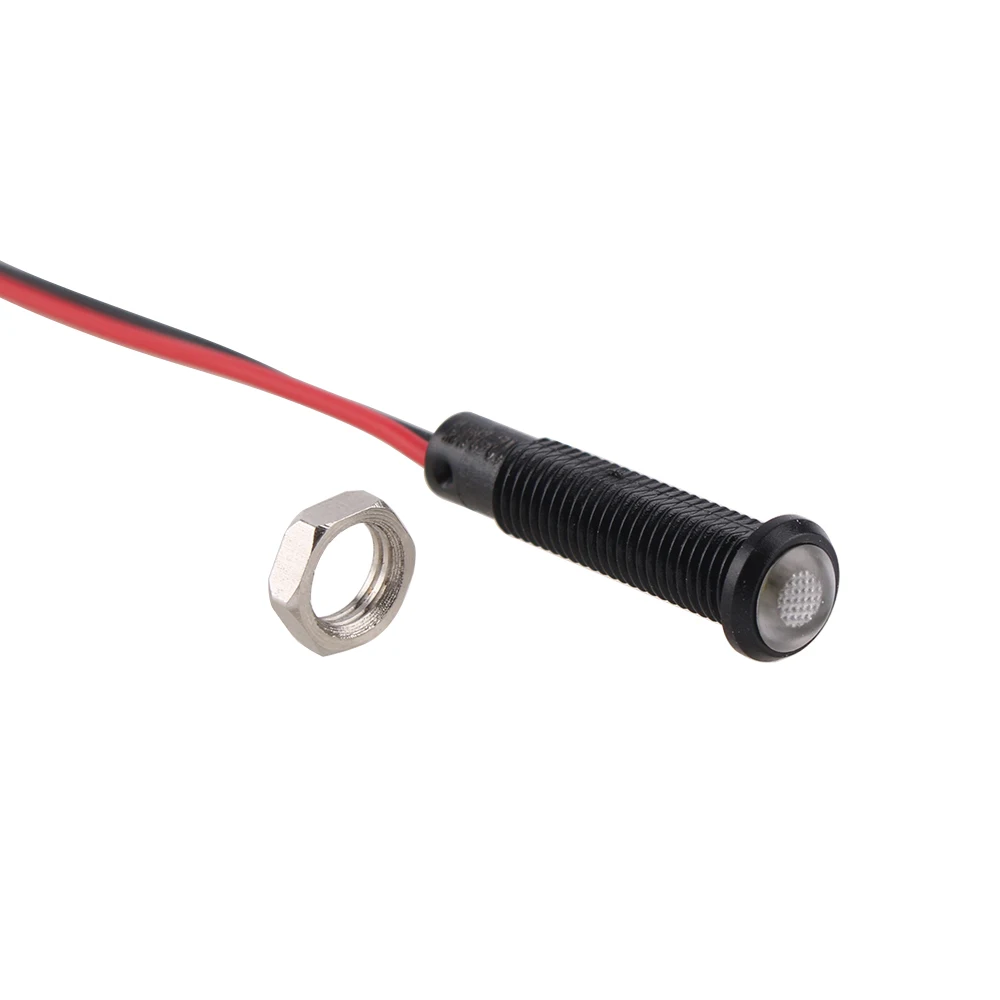 6mm Oxidized Black Plastic Indicator Light led indicator light Mini Warning LED Pilot Signal Lamp 6V12V 24V 220V with Wire Red Yellow Blue Green 1pc