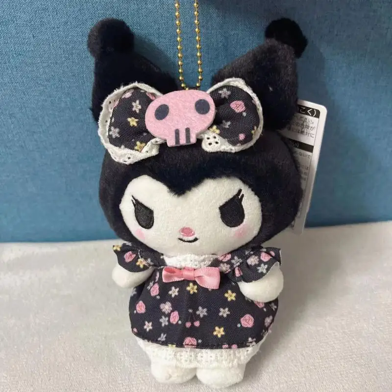 

Плюшевая подвеска Sanrio Kuromi My Melody с цветочной юбкой, мультяшный супер милый плюшевый брелок, мягкие игрушки, украшение для сумки для девочек, подарки