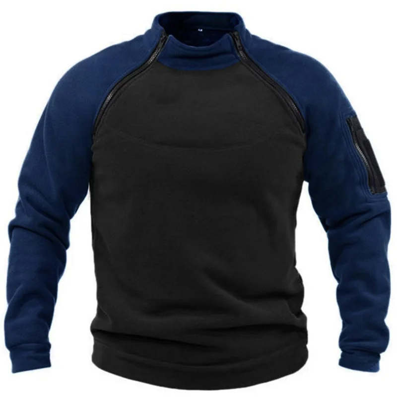 Men's Sweater Loose Contrast Color Outdoor Warm Pullover Sweatshirt