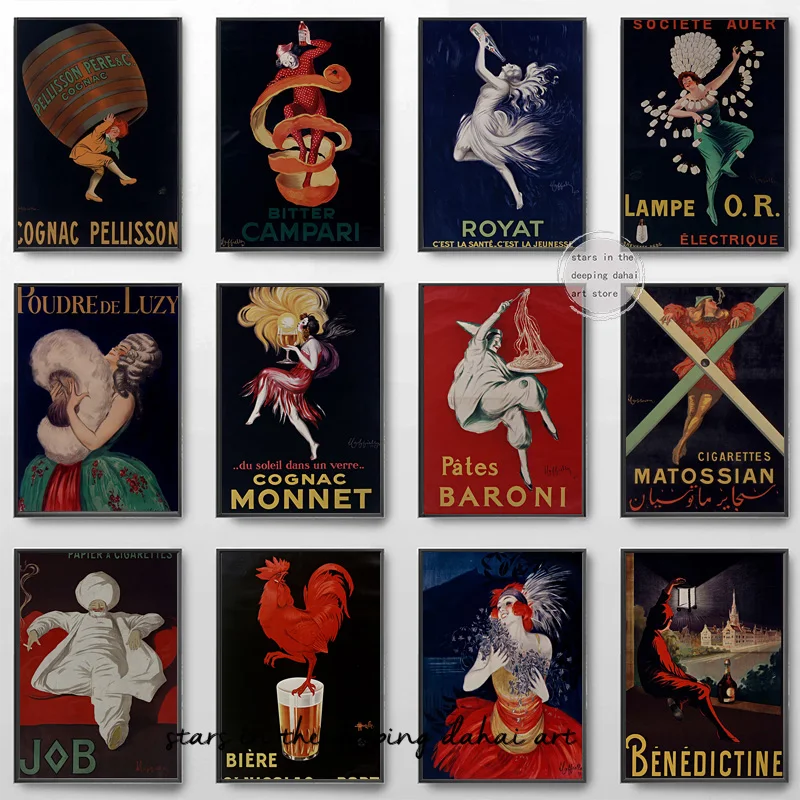 Cibo E Bevande Retrò Amaro Campari Cognac Champagne Pasta Art Poster Pittura Su Tela Stampa Murale Immagine Home Bar Decor Cuadros