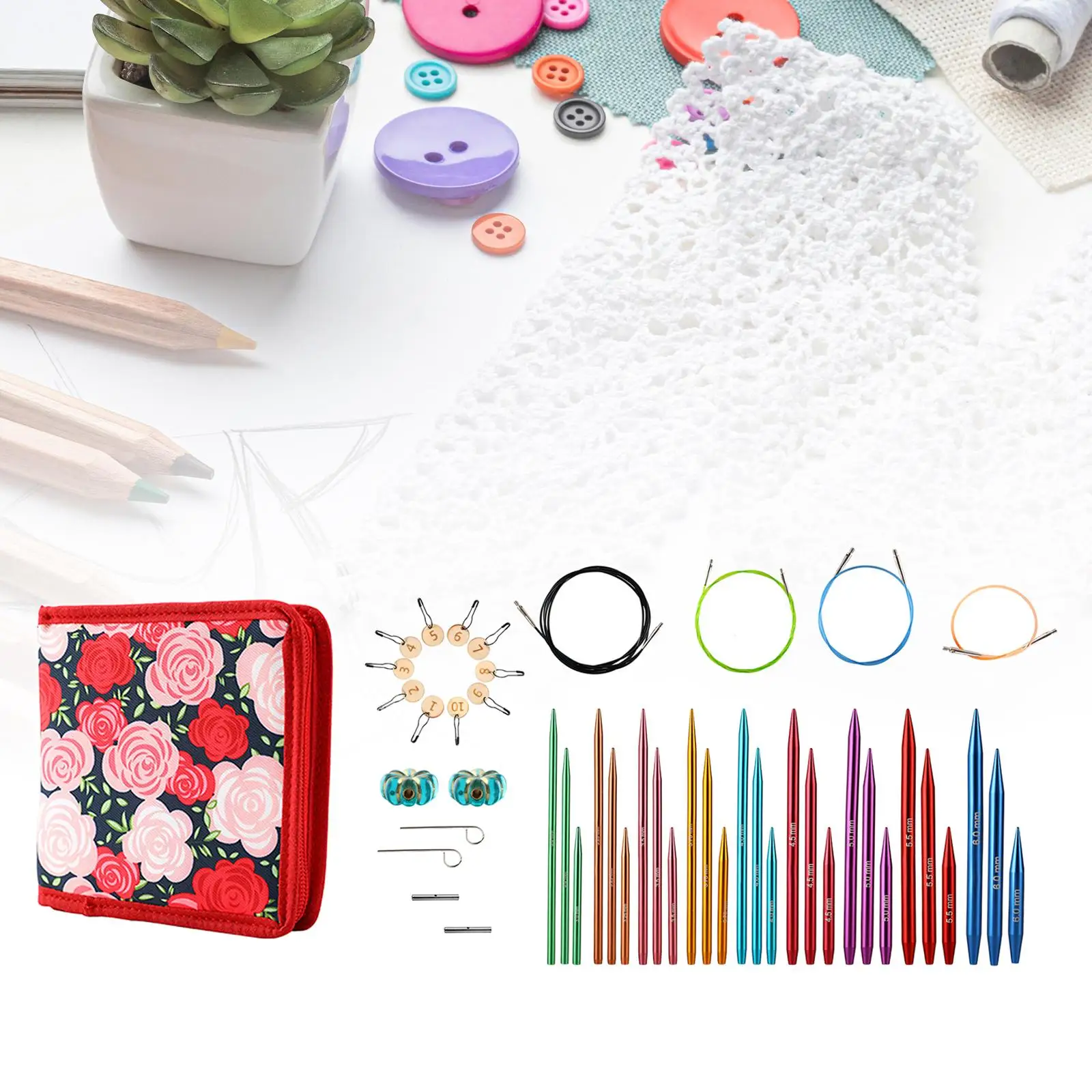 

Circular Knitting Needle Tool Multifunction Interchangeable Crochet Needle DIY for Darning Needlework Knitter Beginners Sweater