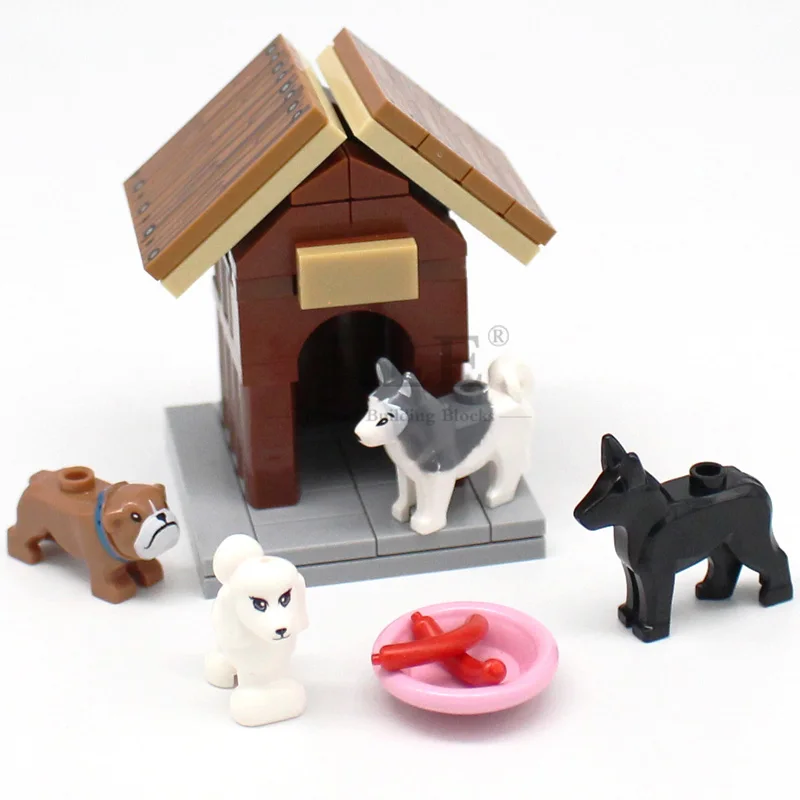MOC Building Block Bricks Dog Bulldog Husky Poodle Alsatian German