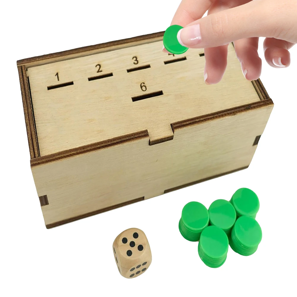 주사위와 나무 상자를 이용한 코인 드롭 게임, 가족과 함께 즐기는 보드 게임, 동전 주사위 게임 (어린이 및 성인용)