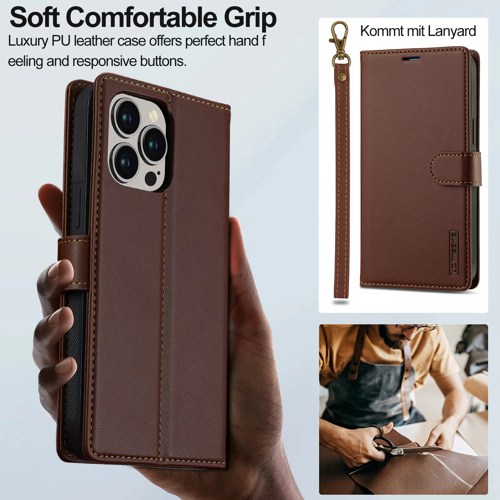 2 in 1 Removable Cards Solt Flip Leather Wallet Case For iPhone 15 Pro Max 14 Plus 16 13 12 11 SE 2022 XR XS Magnetic Bag Cover_voghion.com
