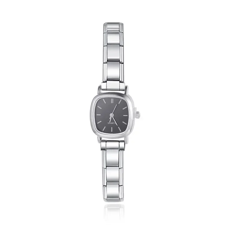 Elegant Women's Stainless Steel Bangle Bracelet - White & Black Watch Design for Parties & Special Occasions
