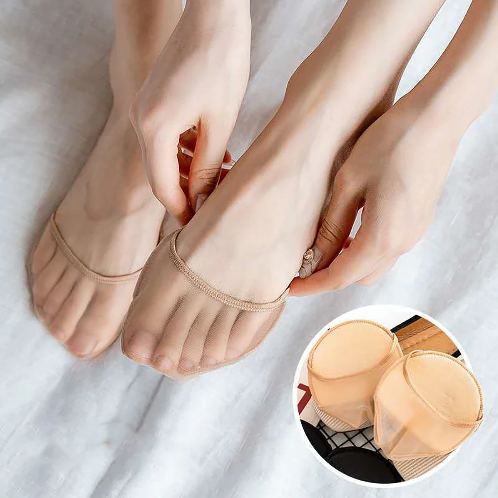 

Comfortable Girls Silicone Dotted Anti-Slip Summer Invisible Socks Forefoot Insoles Half Palm Socks Women Hosiery