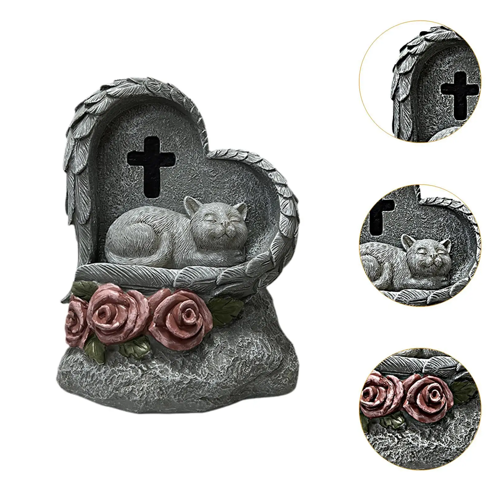 Pet Memorial Headstone Statue Backyard Sola Powered Outside Pet Grave Marker