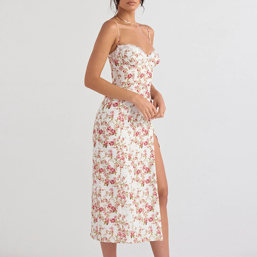 

Female Spaghetti Strap Dress Trendy Woman Camisole Clothing Floral Printing Dresses Ladies Long Dress 2023 New