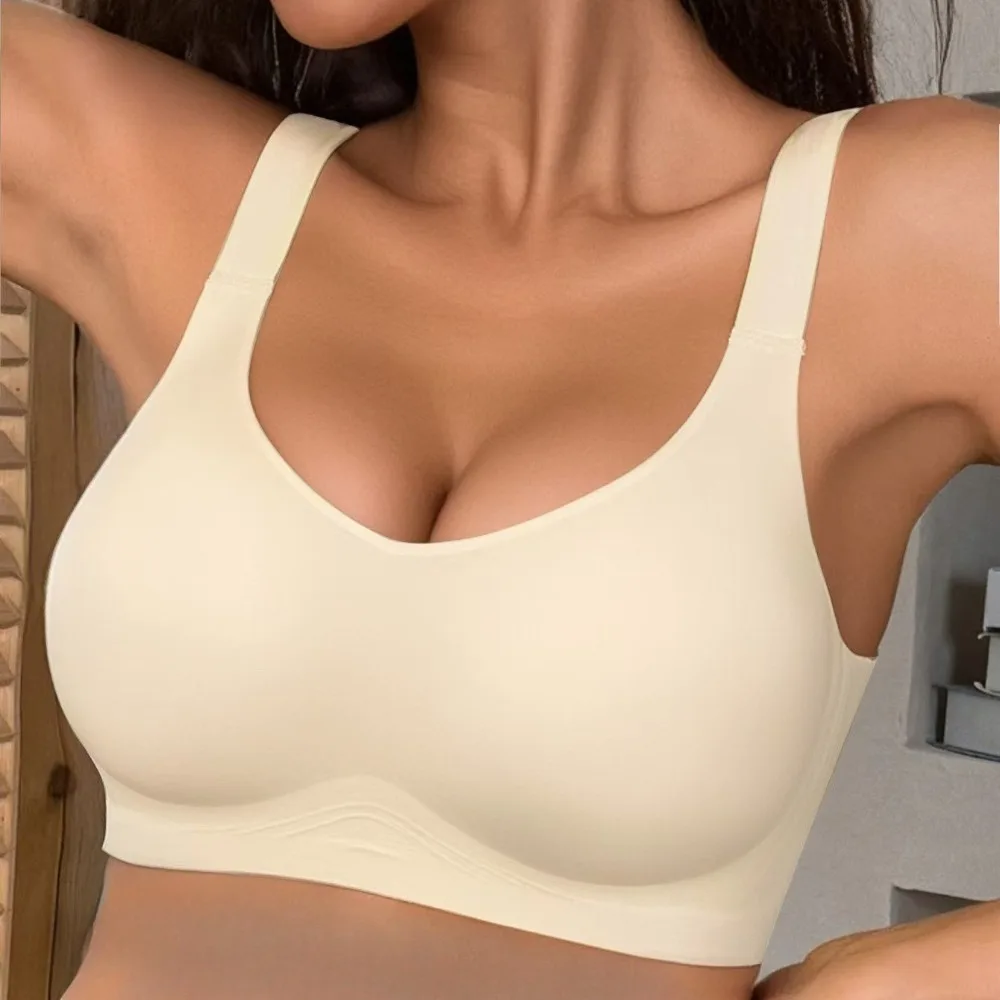Women's Seamless Underwire Support Bra Gathers Comfortable and Soft Underwire Full Coverage T-shirt