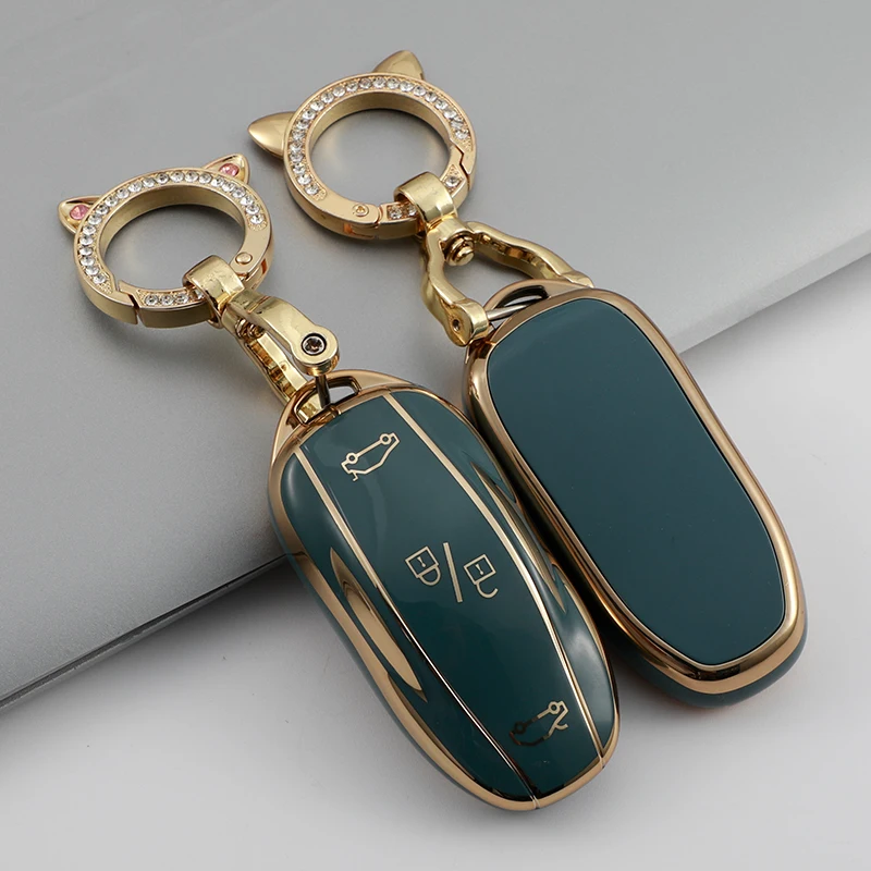 Leather Strap Keychain Remote Smart Key Tpu Car Key Case Cover for Tesla  Model X Key Case Key Cover Holder Car Accessories - AliExpress