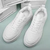 Autumn New Men's White Thick Sole Shoes Versatile with Elevated Laces, Breathable and Odor Resistant Sports Shoes, Sizes 39-45 2