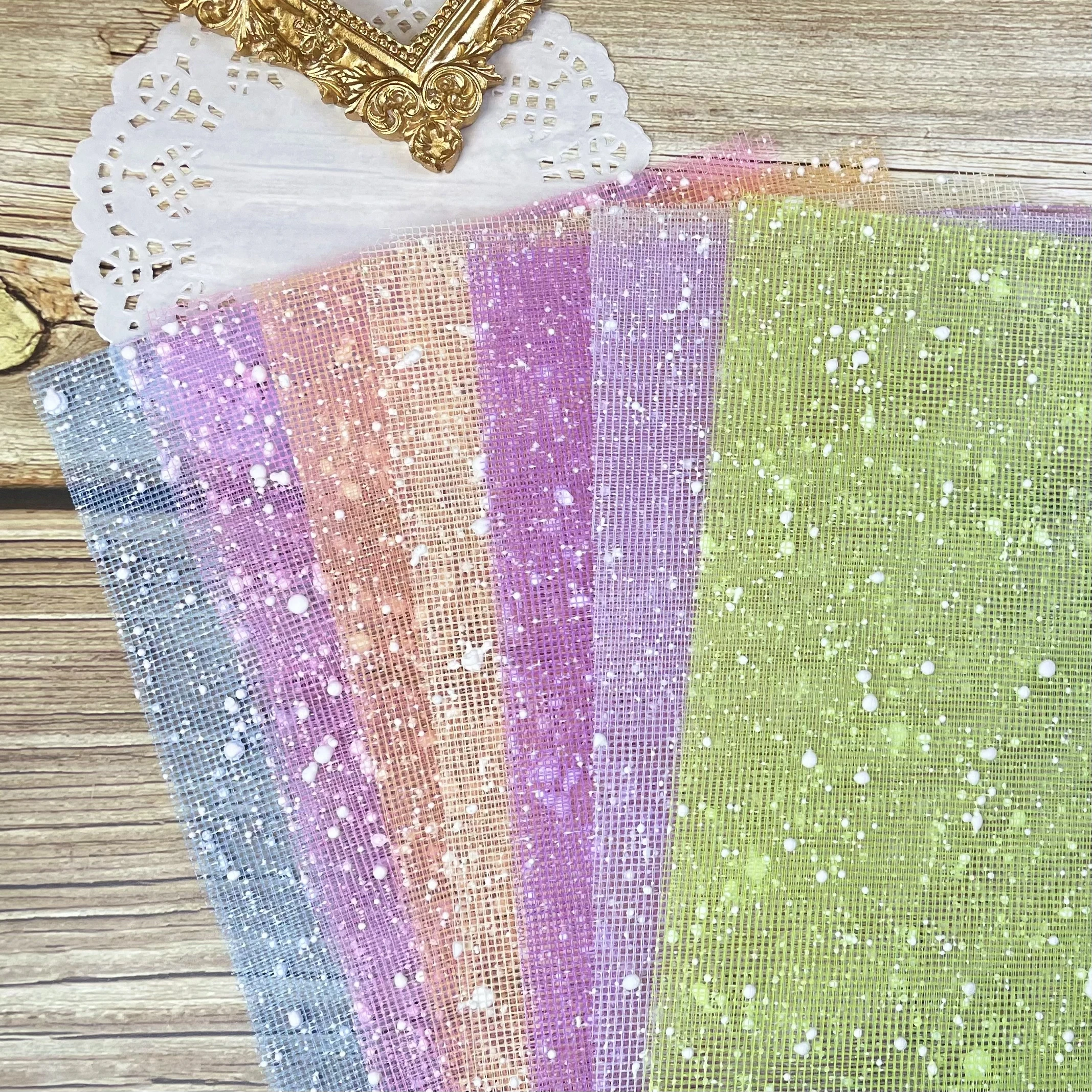

10Pcs A5 Color Snowflake Mesh Paper Scrapbooking Decorate Gauze DIY Junk Journal Planner Collage Background Paper Craft Material