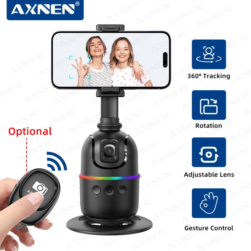 Photography AI Intelligent Face Tracking Stand for Smartphone Live Broadcast, 360 Desktop Follow Phone Holder, Optional Remote