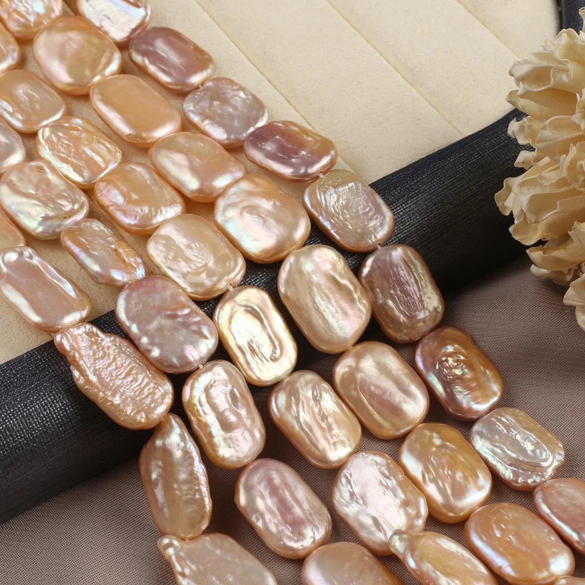 Orange Natural Freshwater Baroque Pearls Rectangle Beads DIY for Jewelry Making DIY Bracelet Necklace Earrings Accessories