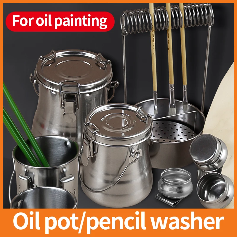 스케피용품 학생용 모란디 젤 펜 세트, 블랙 리필 필기 젤 잉크 펜, 카와이 소프트 터치 문구 펜, 학교 용품, 0.5mm, 팩 당 5 개 8 밀봉 휴대용 펜 세척 버킷, 건조 펜꽂이 스케치 아트 페인팅 용품, 스테인레스 스틸 오일 저그