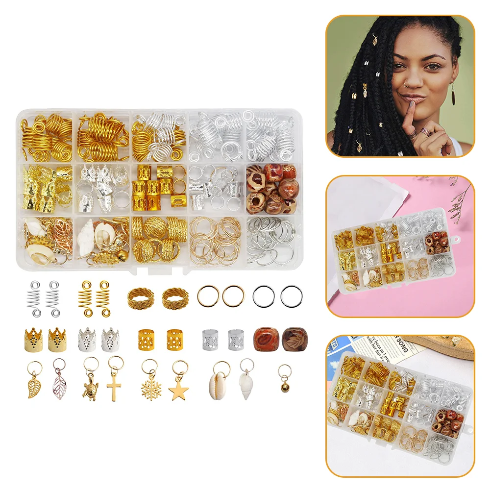 158pcs Dreadlocks Rings Tube Hair Braids Beads Hair Extension Accessories