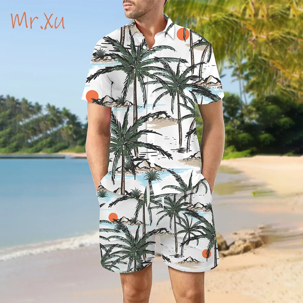 

Футболка мужская с коротким рукавом, Свободный Повседневный Топ для пляжного отпуска, шорты с 3D принтом, большие размеры, на лето