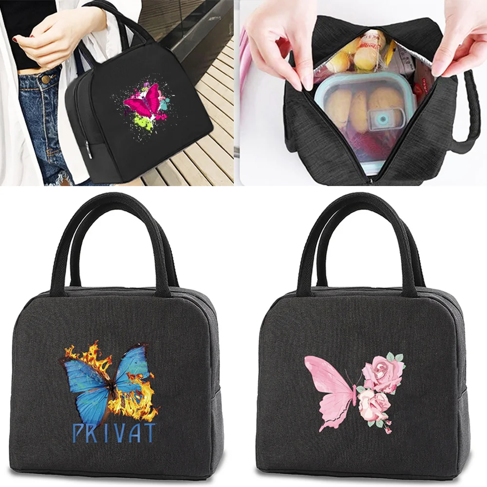 Women Thermal  Lunch Box Tote Children Food Lonchers Bags Organizer Insulated Bag Butterfly Picnic Cooler Packed Work Handbags 420d waterproof oxford thermal insulated tote food drink storage bag organizer for cooler lunch box picnic camping