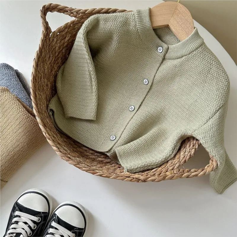 Newborn Baby Girl Boy Soft Knitted Sweater Coat Infant Toddler Child Solid Long Sleeve Cardigan Autumn Winter Baby Clothes 0-3Y