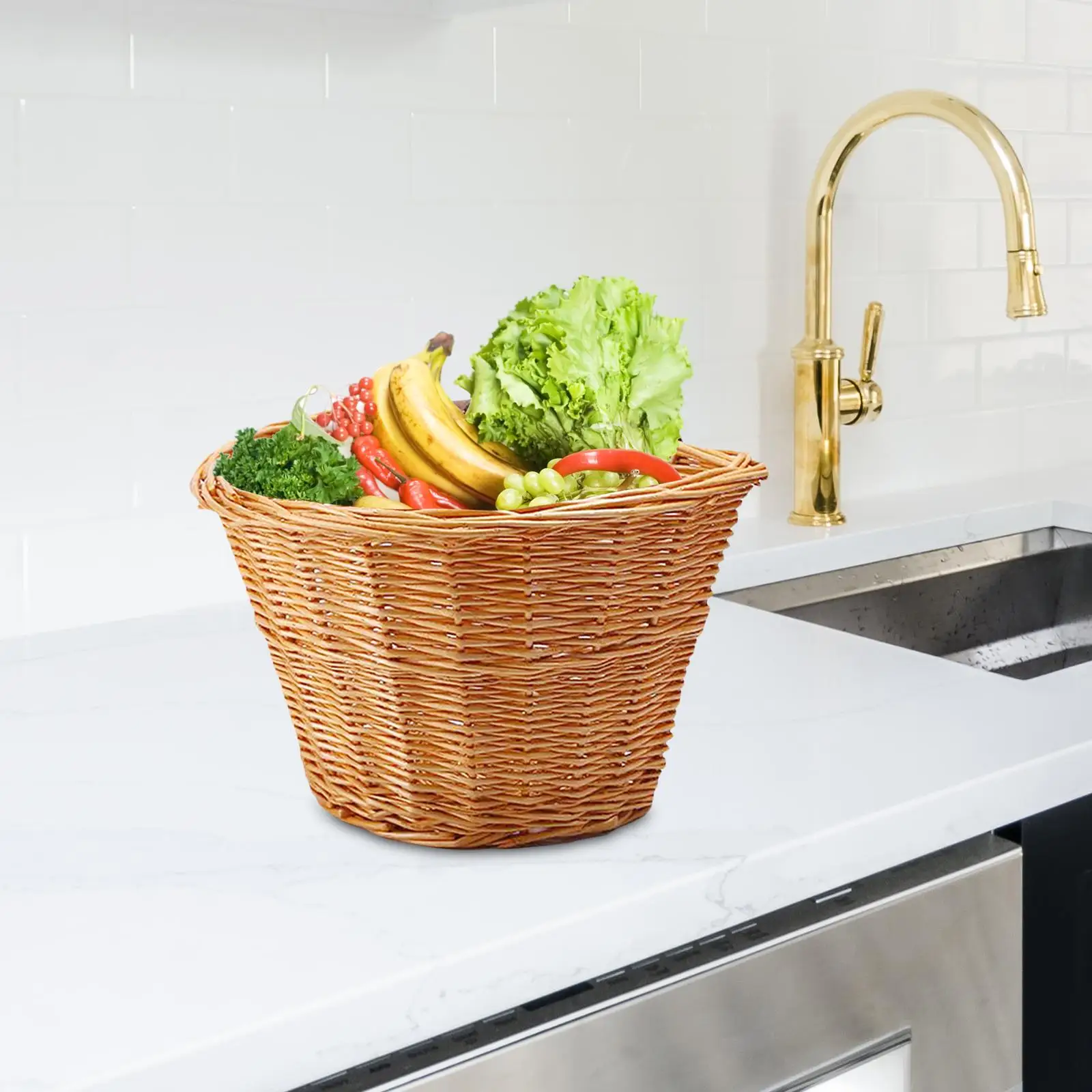 Panier Vélo Avant En Osier – Tressé Rétro, Rangement Guidon