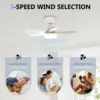 LED 40W Socket Ceiling Fan with Light, 20.5in Screw Ceiling Fans with Lights with Remote, For Bedroom/Garage/Kitchen 2