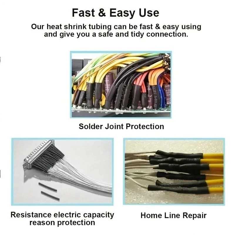 Heat Shrink Tube 127Pcs Assortment Kit Electrical Connection Electrical Wire Wrap Cable Waterproof Shrinkage 2:1 heat shrink tube