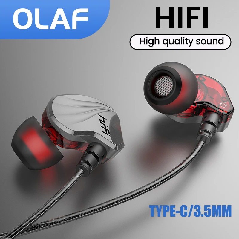 Tanie OLAF 3.5MM typ C słuchawki douszne słuchawki przewodowe z mikrofonem sklep