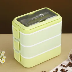 Stainless Steel Insulated Lunch Box - Portable Multilayer Bento Food Storage Container (3 layer green)