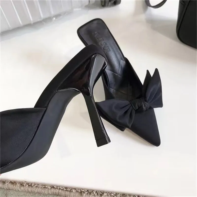 Women Shoes Summer Butterfly Knot Women Slingbacks Heels Shoes Sexy Dress Thin Heel Pointed Toe Ladies High Heels Women Sandals