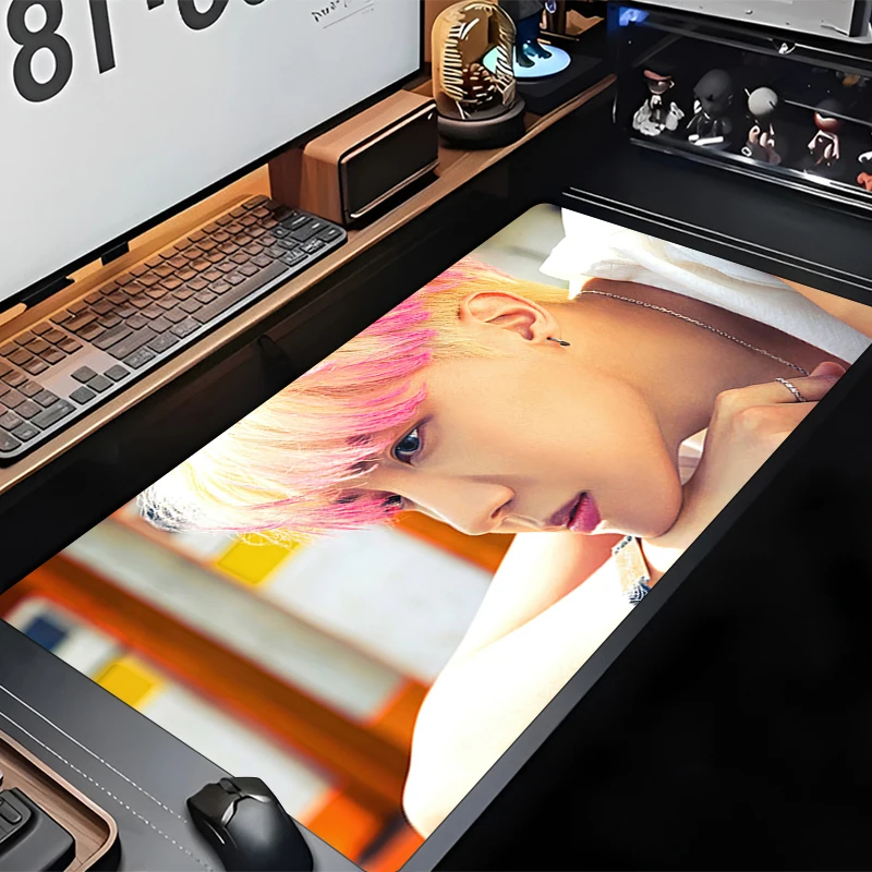 Laptop Anime Mousepad Kawaii KPOP Boys Custom Desk Mat Keyboard Gamer Black Non-slip Carpet Mouse Mats Office Decor Table Pads 3