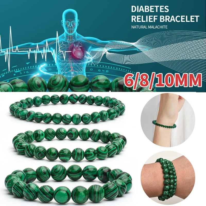 Green Lucky Wealth Bracelets Jewelry Lucky Charm Bracelet for Business Green Stone Beads Diabetes Triple Protection Bracelet