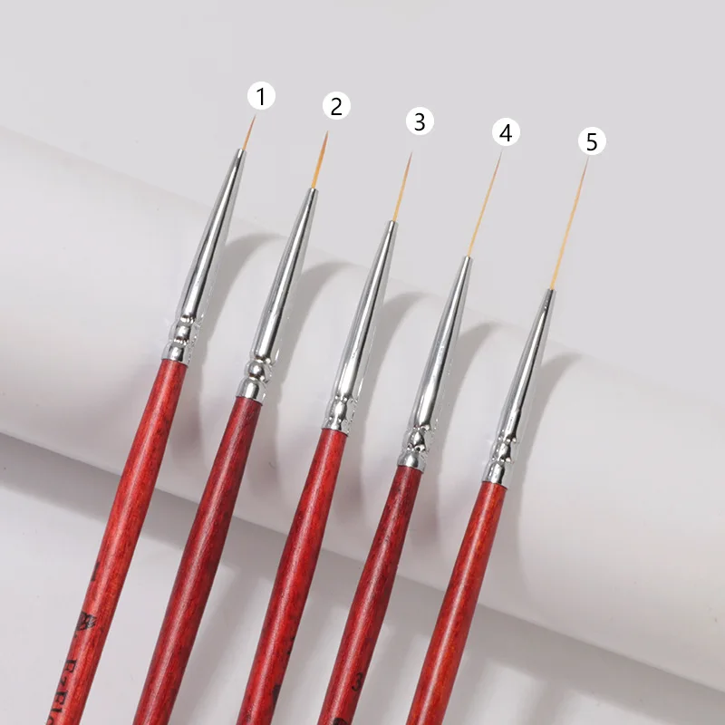 French Stripe Nail Art Liner Brush Set 3D Tips Line Stripes Drawing Pen UV Gel Brushes Painting Pen Manicure Tools 5