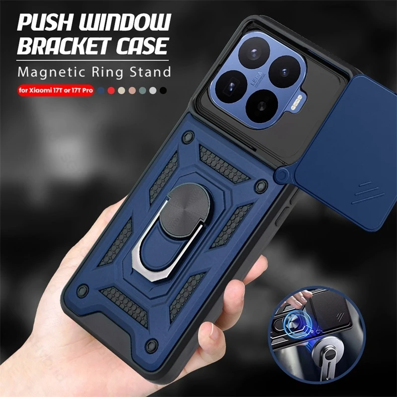 Slide Camera Lens Armor Case with Car Magnetic Holder Ring and Shockproof Cover