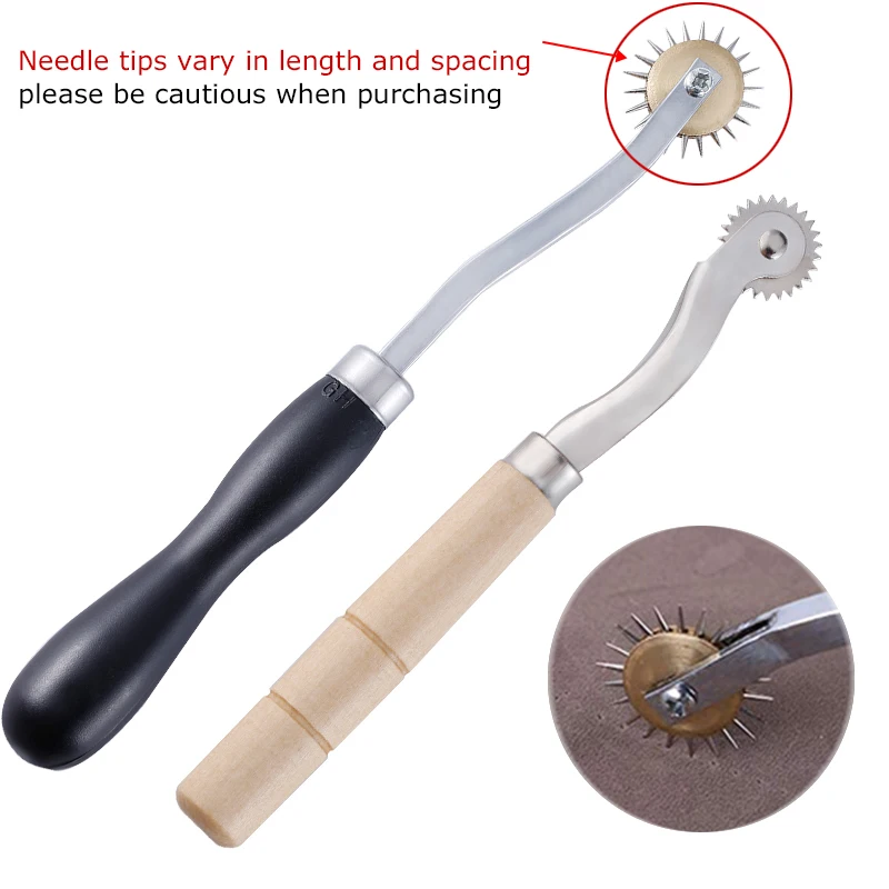 Description Picture 2 of itemLeather Sewing Stitch Roulette Marker Tracing Wheel Sewing Tool Sets Practical Wood Handle Wheel Tool for Leathercraft