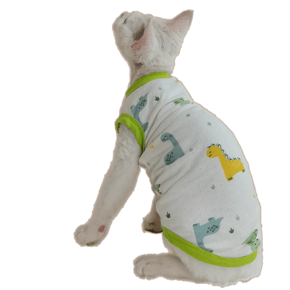 

Cotton Breathable POLO Shirt Fabric Skin-friendly Sphinx Hairless Cat Devon Rex Clothes for Cat Sphynx Summer Kitten Outfits