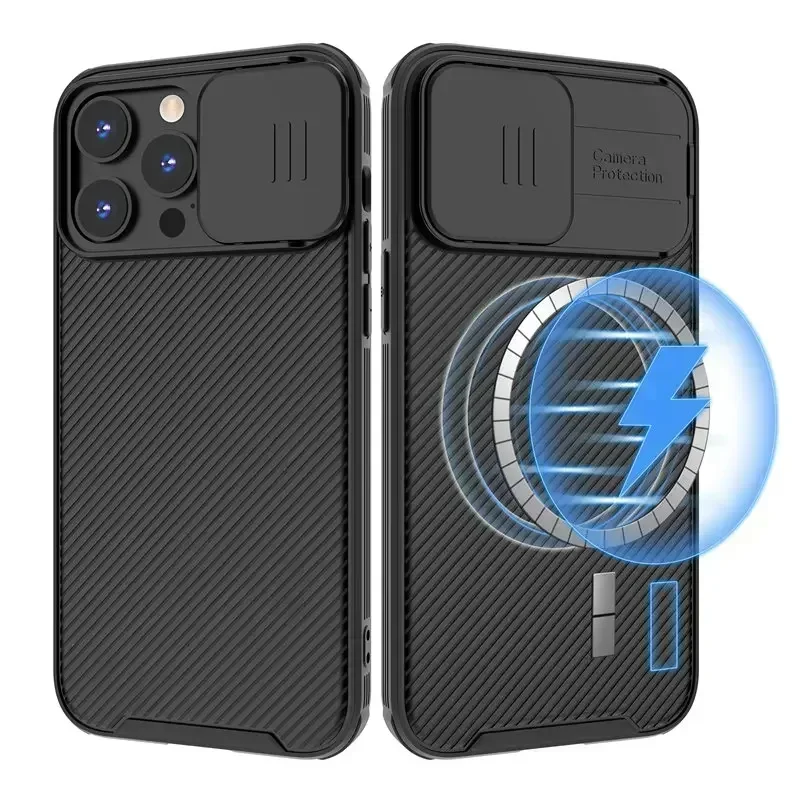 Magnetic Slide Lens Protection Case with Magsafe and Wireless Charging Compatibility - Soft Silicone Cover