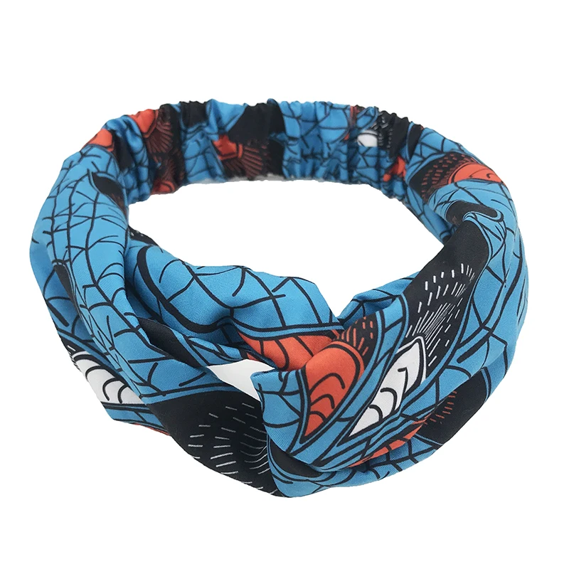 New Style African Printed Stretch Cotton Headband, Women\'s Sports Elastic Turban Scarf, Ladies Bandage Headgear Hair Accessories