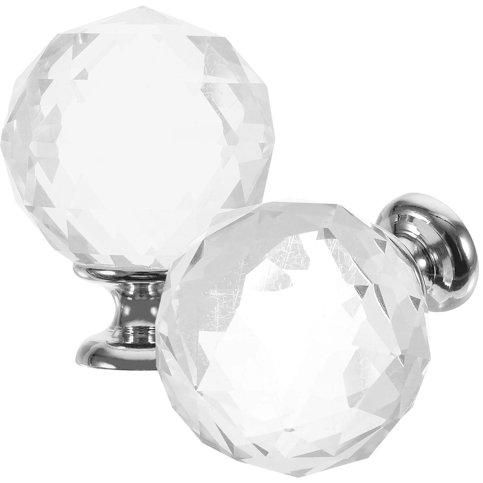 

2 Pcs Door Knobs Drawer Dresser Drawers Furniture Modern Handles Crystal Cabinets