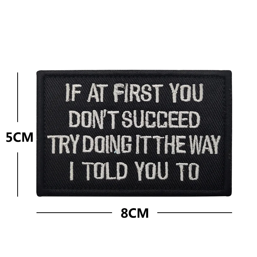 Embroidery English Alphabet Motivational Phrases Biker Saying Funny Slogan Words Patches Appliqued Military Chevron Strip Badges