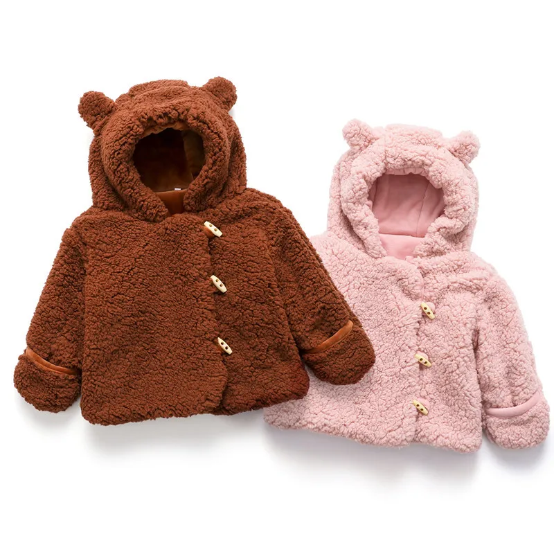 

Kids Autumn And Winter Pink Hooded Claw Jacket Coat Baby Fashion Comfortable Soft Thick 3M-3T