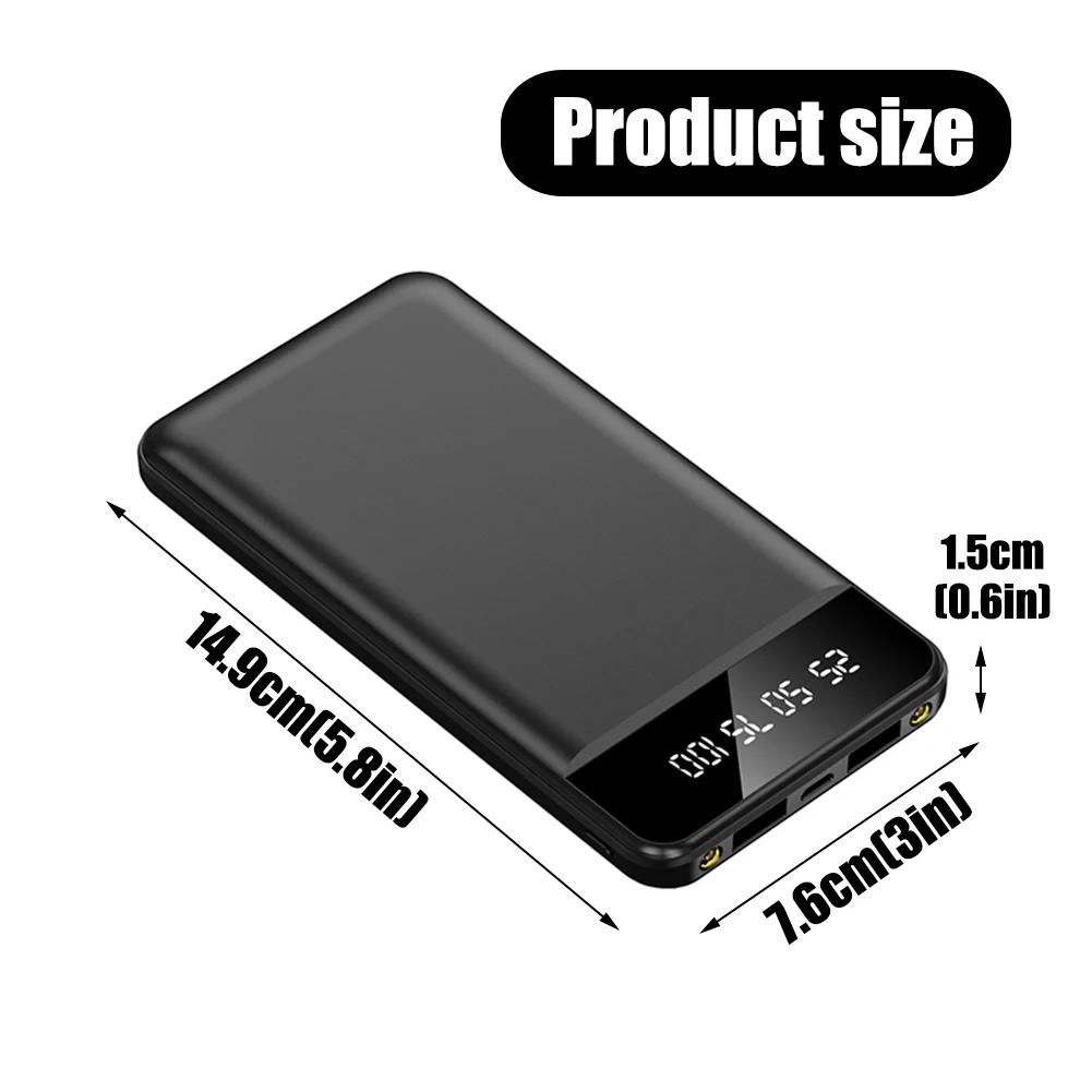 Portable Power Bank 20000mAh 5V/2A Dual USB for iPhone 14 15 Heating Vest Socks