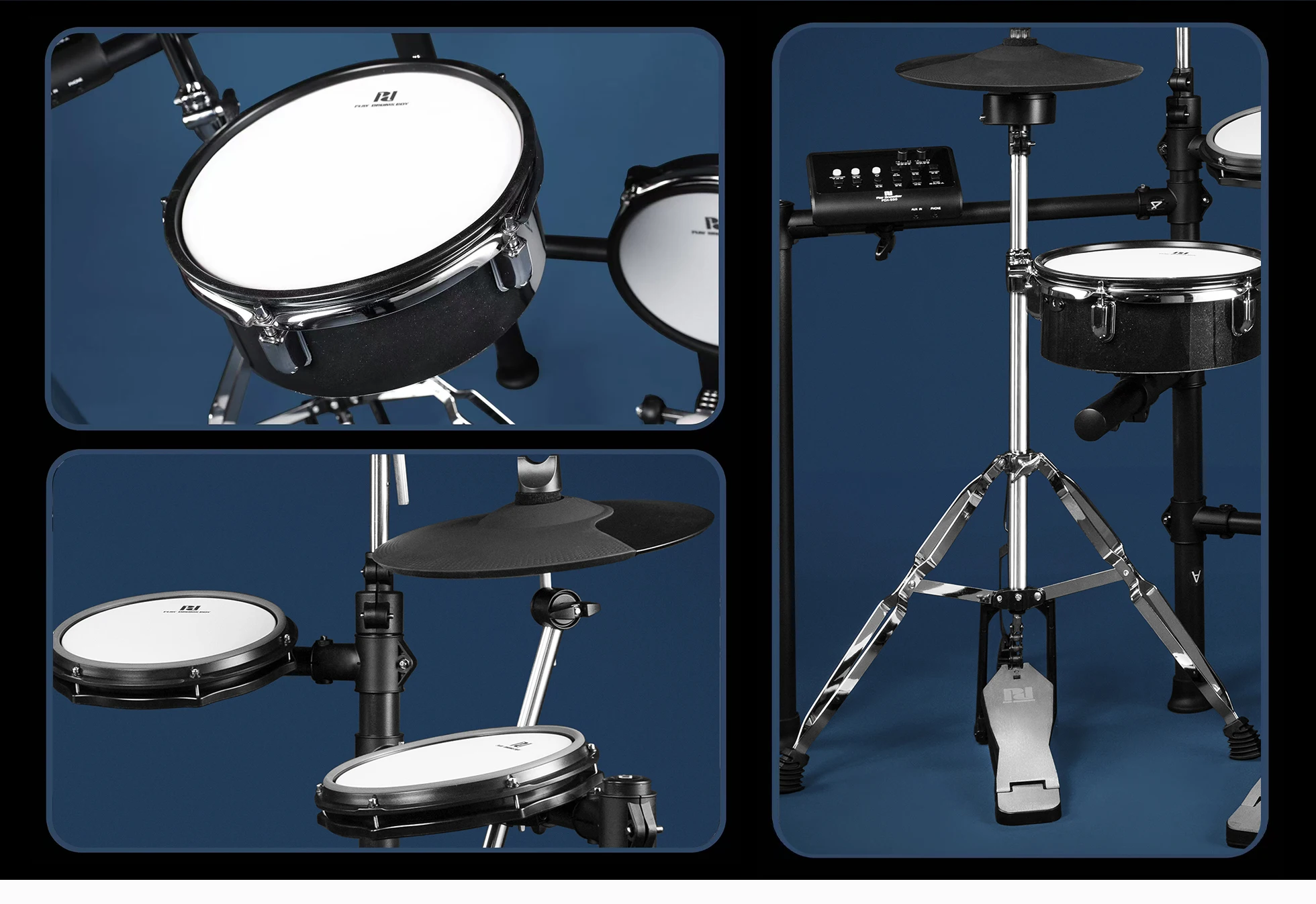 PDX550 Electric 5-Pad Drum Set Home Studio Practice Kit Mesh Head Sound Module Rack System Silicone-for Musical Function